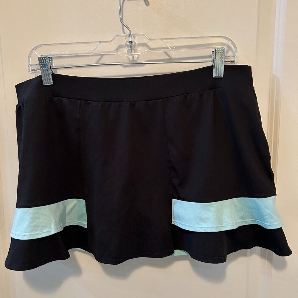 Tail Athletic Skort Black Light Aqua Ruffle Women's Size Large